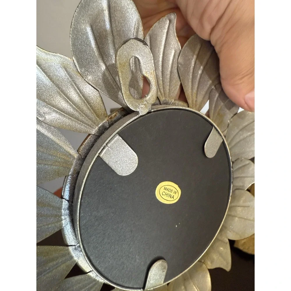 Sunflower MIRRORS WALL ART Decor Metal Gold Black -7